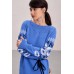 Knitted dress "Flowers" white/blue